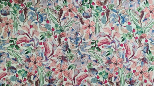 Bamboo Jersey Flowers Green