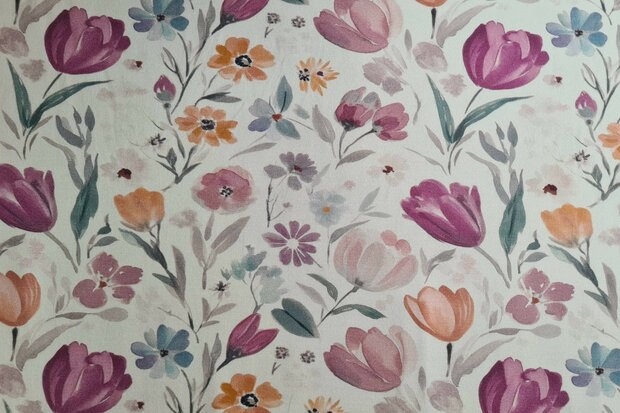 Bamboo Jersey Tulip Flowers Red