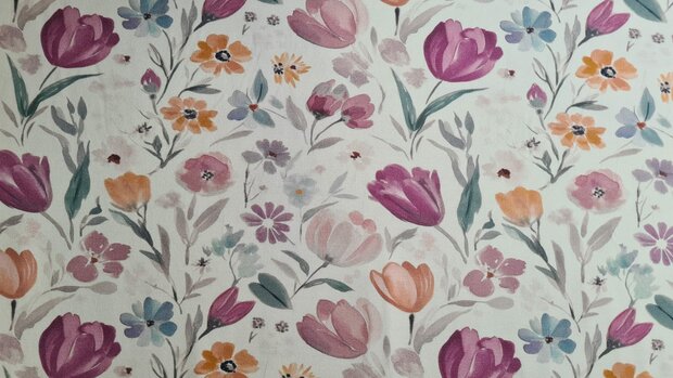 Bamboo Jersey Tulip Flowers Red