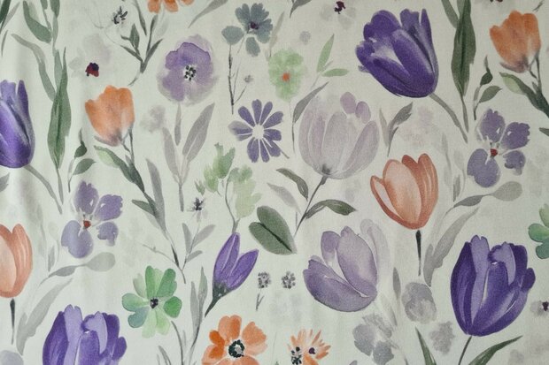 Bamboo Jersey Tulip Flowers Purple