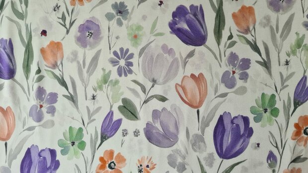 Bamboo Jersey Tulip Flowers Purple
