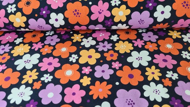 French Terry Flowers Navy