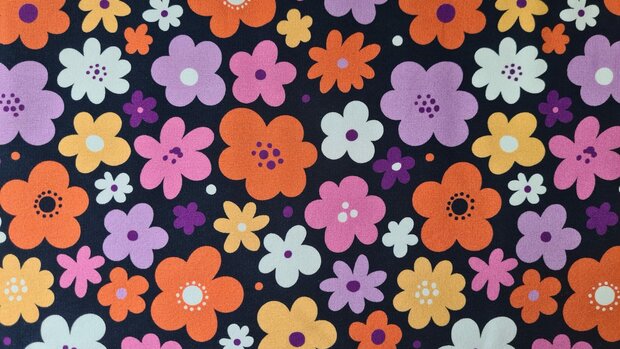 French Terry Flowers Navy