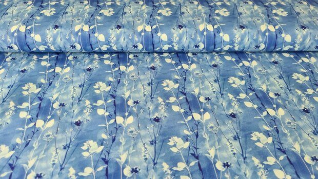 French Terry Twigs Blue