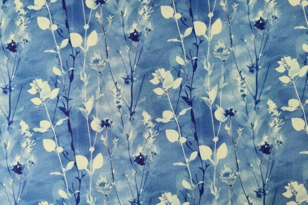 French Terry Twigs Blue