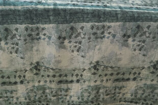 Viscose Crepe Abstract Grey/Blue