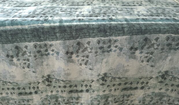 Viscose Crepe Abstract Grey/Blue