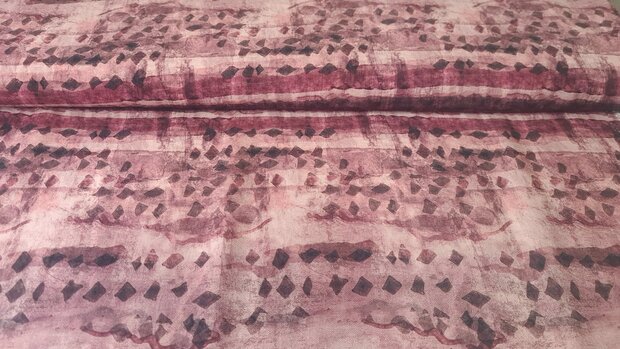 Viscose Crepe Abstract Dark Red