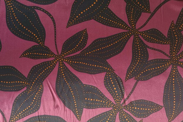 Viscose Satin Flower Red