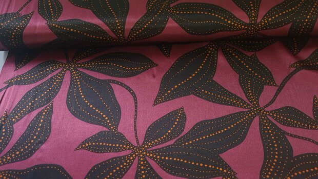 Viscose Satin Flower Red
