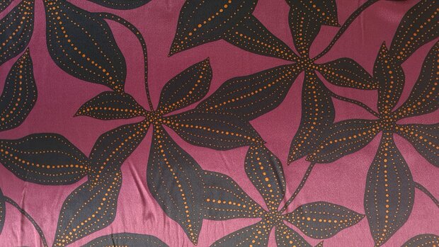 Viscose Satin Flower Red