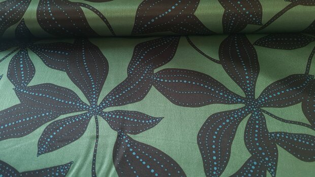 Viscose Satin Flower Green
