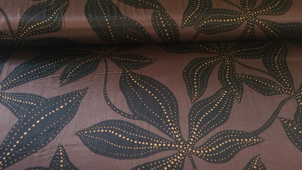 Viscose Satin Flower Brown