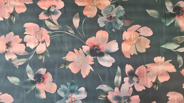Cotton Satin Flowers Black/Ros&eacute;