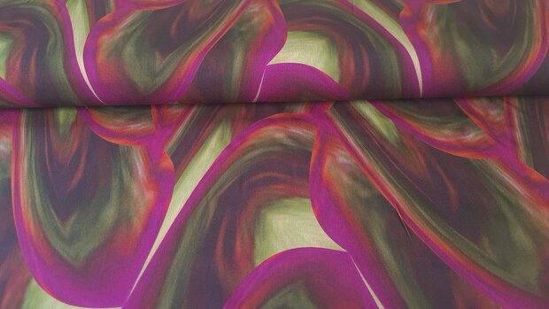 Viscose Twill Ecovero Waves Cyclam