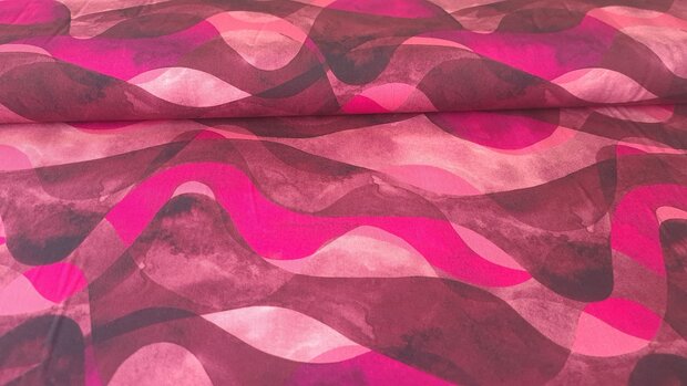 Viscose Twill Ecovero Waves Magenta