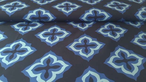 Viscose Abstract Flower Black