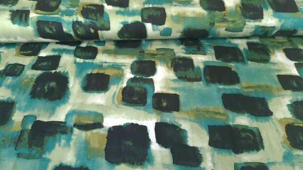 Viscose Stretch Abstract Green