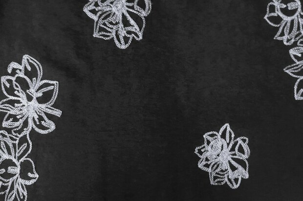 Faux Su&egrave;de Embroidery Black