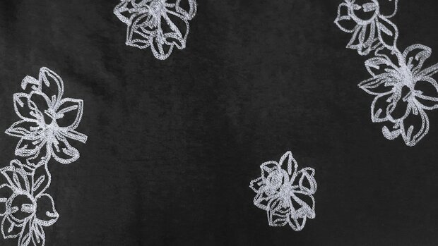 Faux Su&egrave;de Embroidery Black