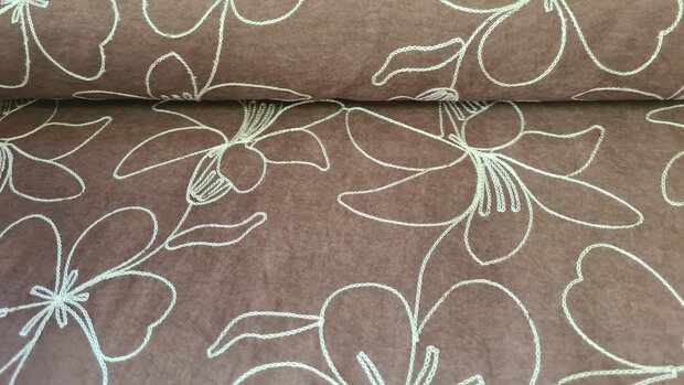 Faux Su&egrave;de Embroidery Brown