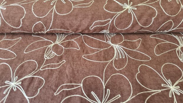 Faux Su&egrave;de Embroidery Brown