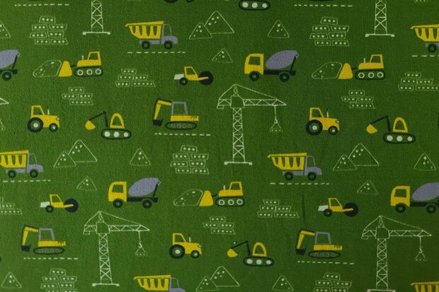 Cotton Jersey Construction Machines Green