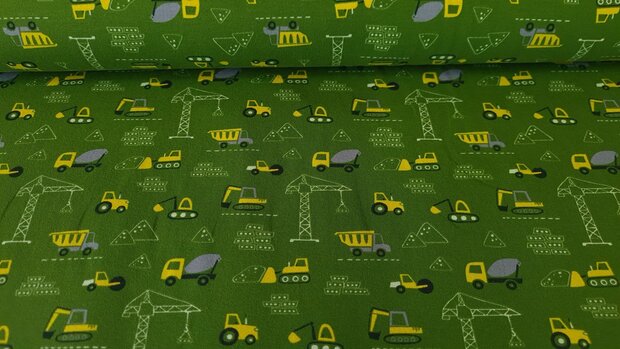 Cotton Jersey Construction Machines Green