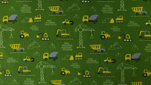 Cotton Jersey Construction Machines Green