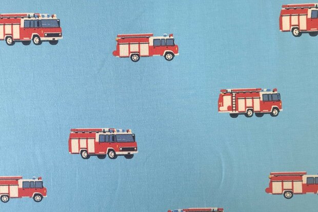 Cotton Jersey Fire Truck Blue