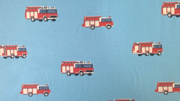 Cotton Jersey Fire Truck Blue