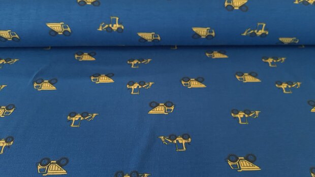 Cotton Jersey Construction Machines Dark Blue
