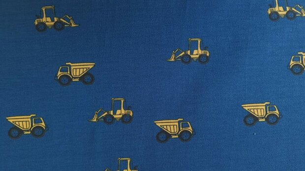 Cotton Jersey Construction Machines Dark Blue
