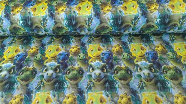 French Terry Dino's Multi Lime