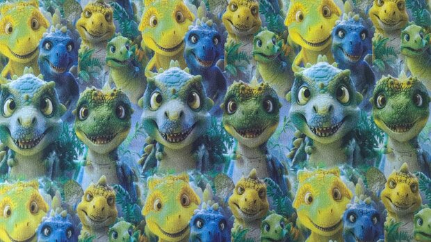 French Terry Dino's Multi Lime