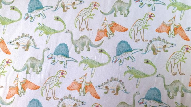 Cotton Jersey Digital Dino White 