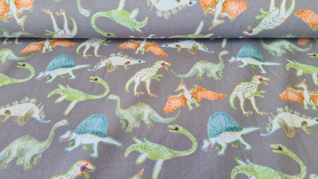 Cotton Jersey Digital Dino Grey