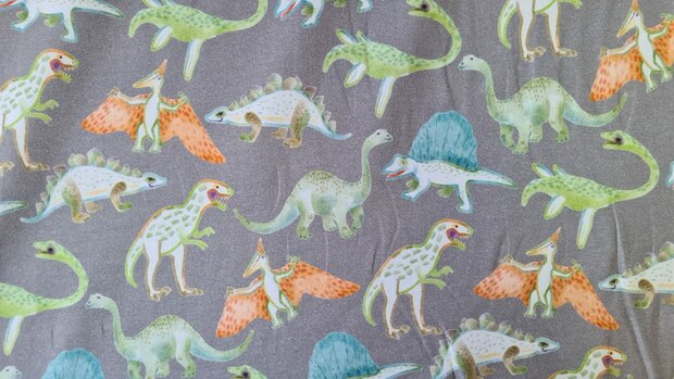 Cotton Jersey Digital Dino Grey