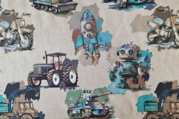 Cotton Jersey Digital Machines Beige