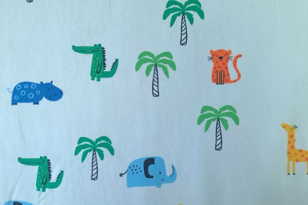 Cotton Jersey Baby Animals Blue