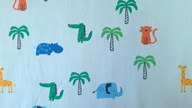 Cotton Jersey Baby Animals Blue