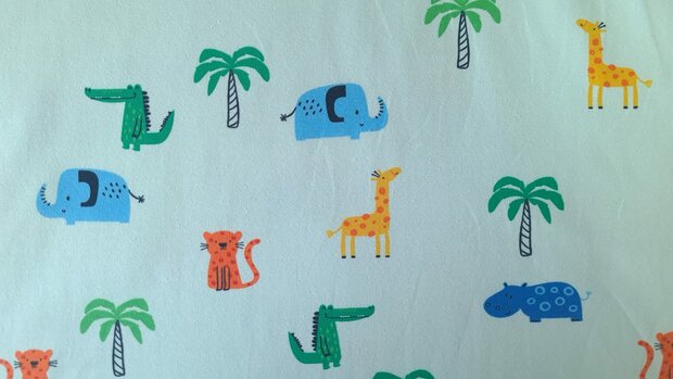 Cotton Jersey Baby Animals Green