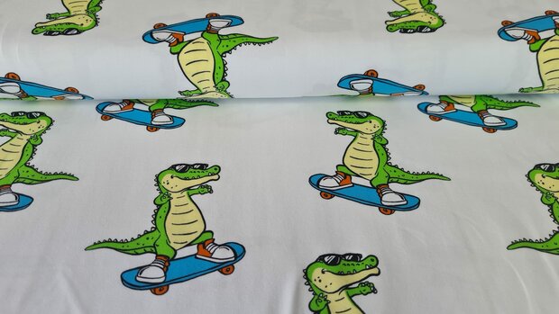 Cotton Jersey Scate Croco Off White
