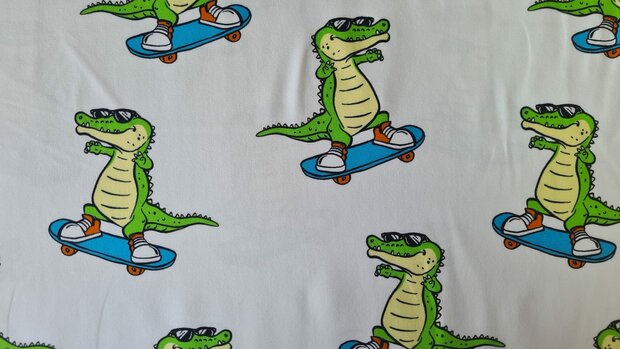 Cotton Jersey Scate Croco Off White