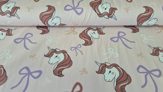 Cotton Jersey Unicorn Light Ros&eacute;