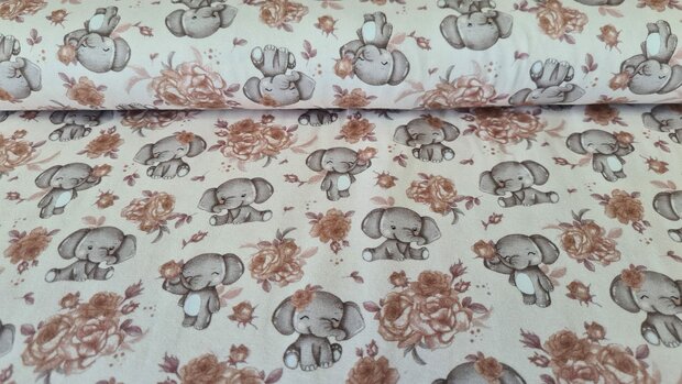 Cotton Jersey Baby Elephant Off White