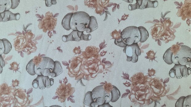 Cotton Jersey Baby Elephant Off White