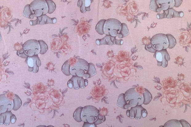 Cotton Jersey Baby Elephant Ros&eacute;