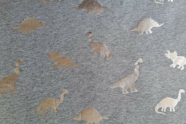 Cotton Jersey Dino Foil Silver