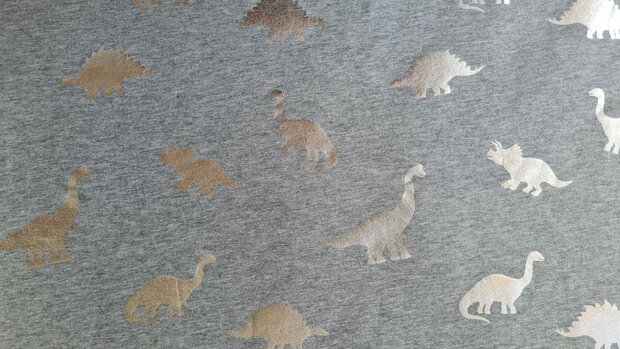 Cotton Jersey Dino Foil Silver